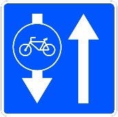 Señal S-66: carril obligatorio para ciclos en sentido contrario